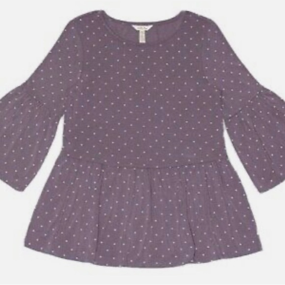Matilda Jane Lilac Womens Bell Sleeve Peplum Tunic Top Sz Large - Picture 1 of 7
